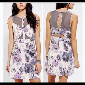 Silence + Noise Cut Out Sheer Panel Skater Dress